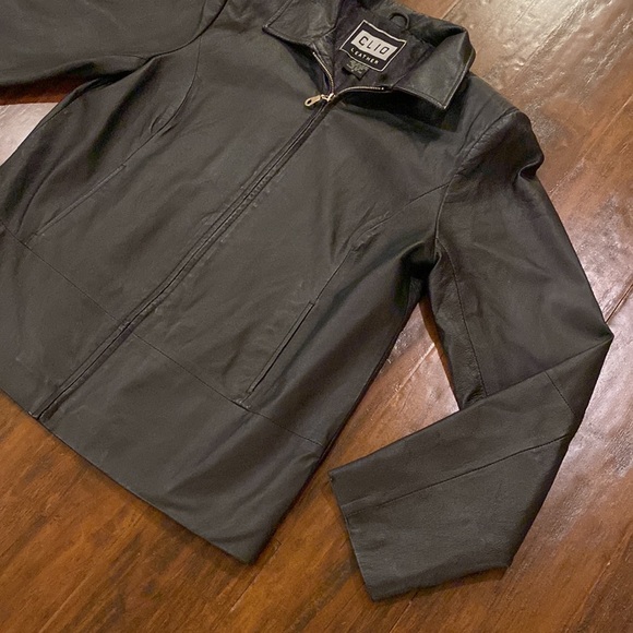 Vintage CLIO Leather Black 100% Leather Coat Women’s Size 8 - Picture 6 of 15